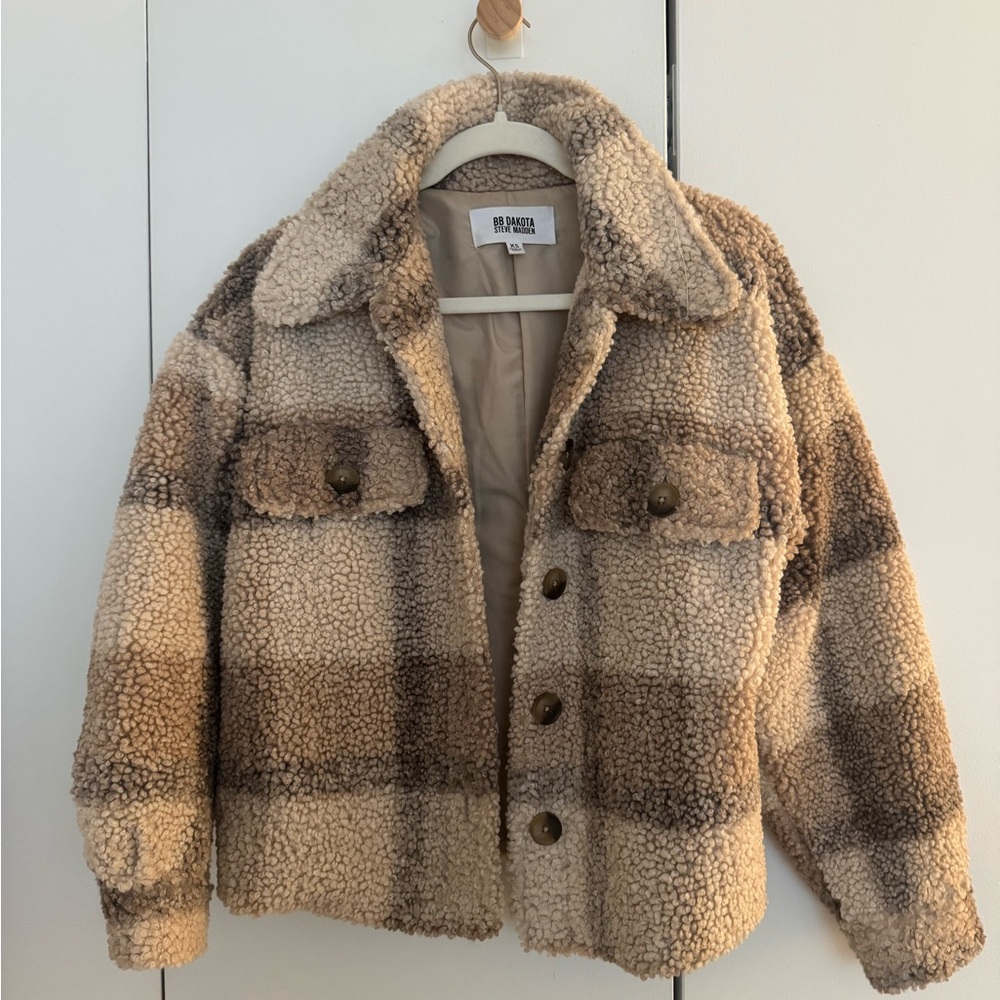 BB Dakota by Steve Madden Cream and Brown Teddy Jacket